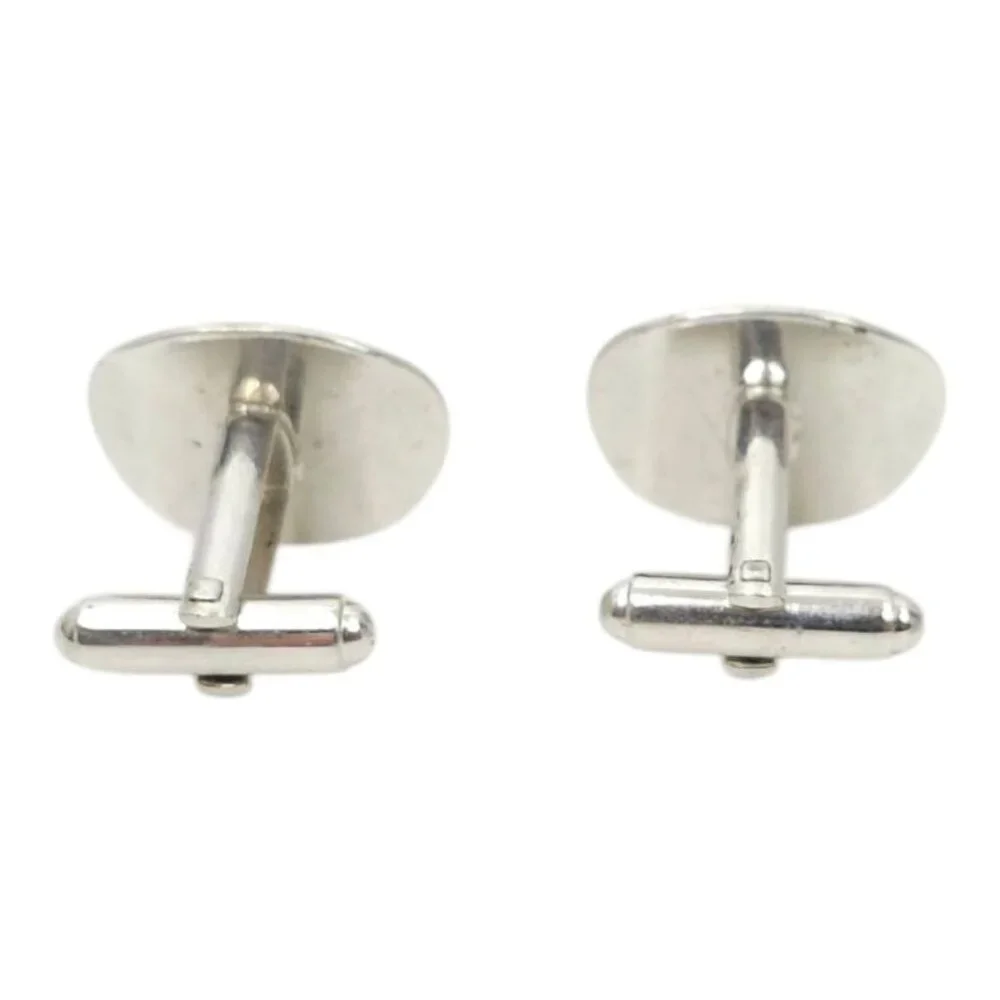 Shields Silvertone Etched Cufflinks Rectangle Men Vintage MCM Jewelry Accessory